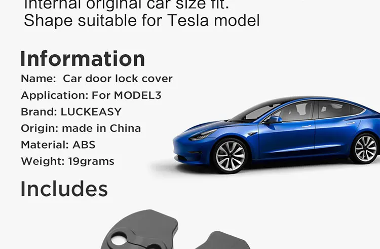 LUCKEASY крышка дверного замка автомобиля для Tesla модель 3 крышка дверного замка автомобиля ABS защита Кепки 6 шт./компл