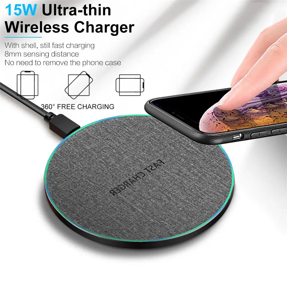 15 Вт Быстрое беспроводное зарядное устройство USB C Qi сертифицированная