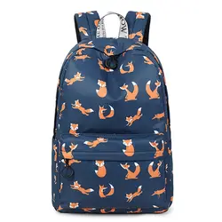 Водонепроницаемая сумка Корейская версия большого объема школьный рюкзак Новый студенческий рюкзак милый рюкзак с принтом лисы