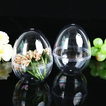 

10pcs Clear Plastic Fillable Ball Ornament Plastic Egg Shape DIY Ball Bath Bomb Crafting Mold for Easter Party Decoration Ball