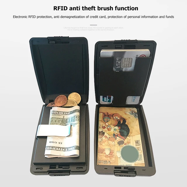 Alumínium Ötvözet Rfid Hitelbankkártya-Tulajdonos Férfi Férfiak Pénztárca Pénz Táska Többfunkciós Névjegykártya Pénztárcák Zsebszervezője - Image 5