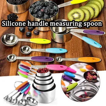

10 Piece Measuring Cups Measuring Spoons Set Stainless Steel Measuring Cup Spoon for Baking Tea Coffee Kitchen Measuring Tools