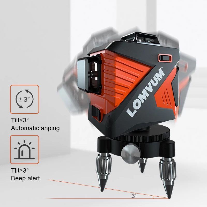 LOMVUM 3D лазерный уровень 12 линий 360 вертикальный горизонтальный зеленый светильник Настенный штатив
