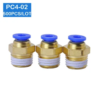 

Free shipping HIGH QUALITY 500pcs BSPT PC4-02, 4mm to 1/4" Pneumatic Connectors male straight one-touch fittings