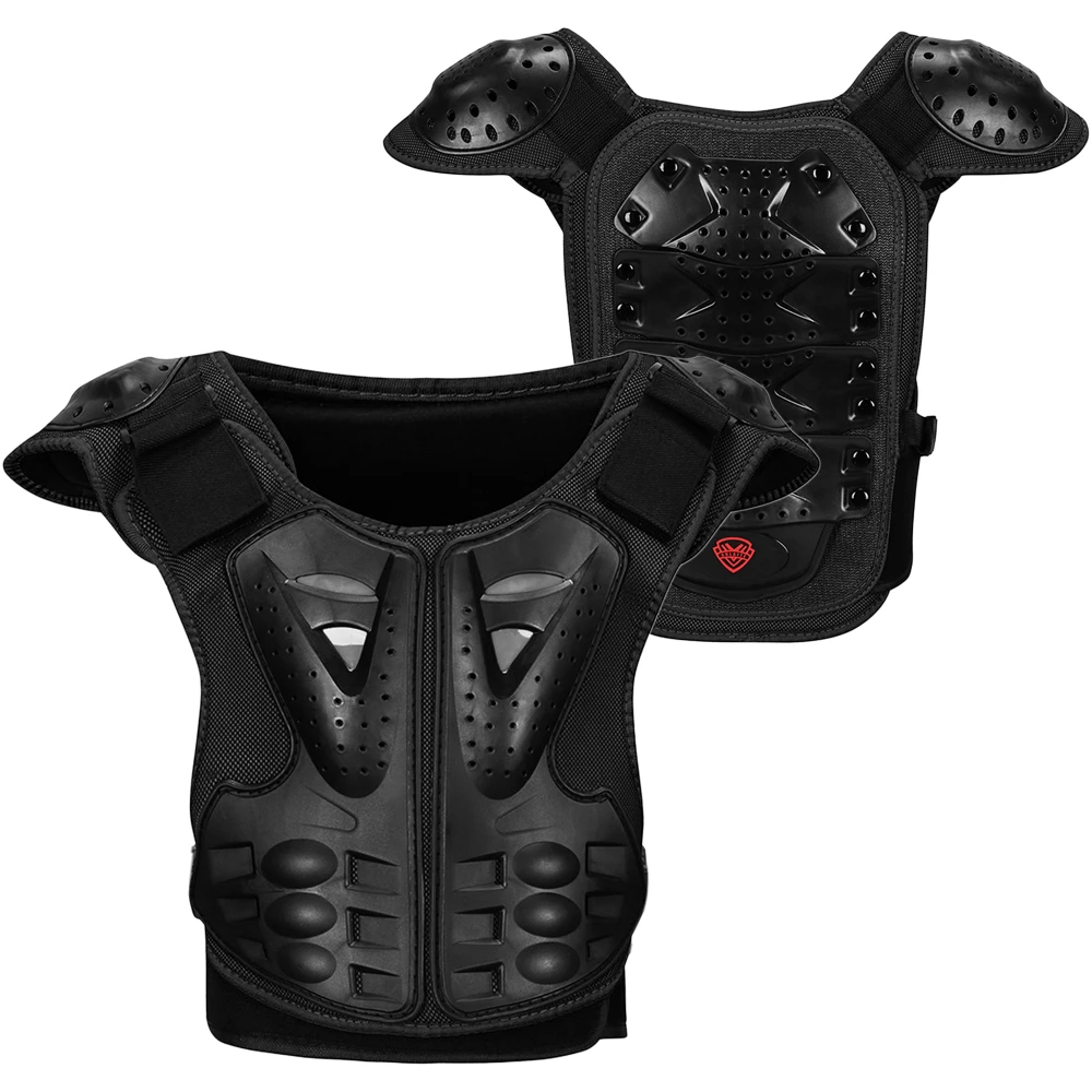 Kids Motorcycle Armor Vest Guard Support Jacket Dirt Bike Chest Protector Black 