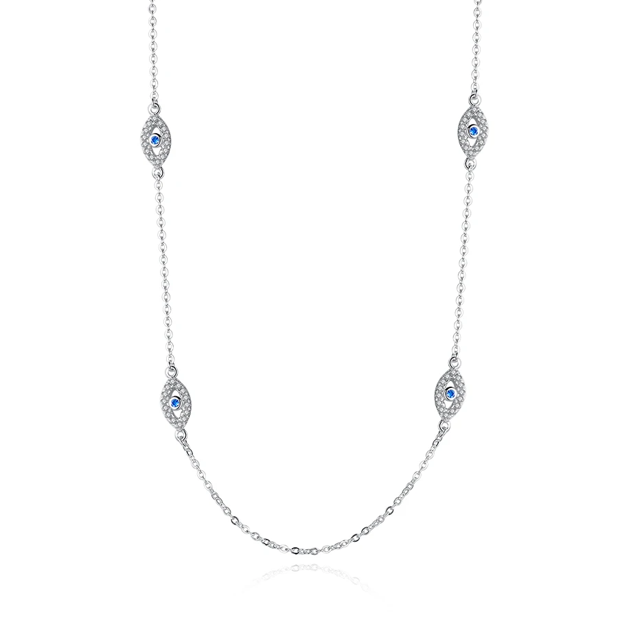 Style 1 TONGZHE, 925 пробы, серебряное ожерелье, круглая подвеска, сглаза, ожерелье s, голубой циркон, длинная цепочка, индейка, ювелирные изделия, подарки для женщин - Окраска металла: Style 1