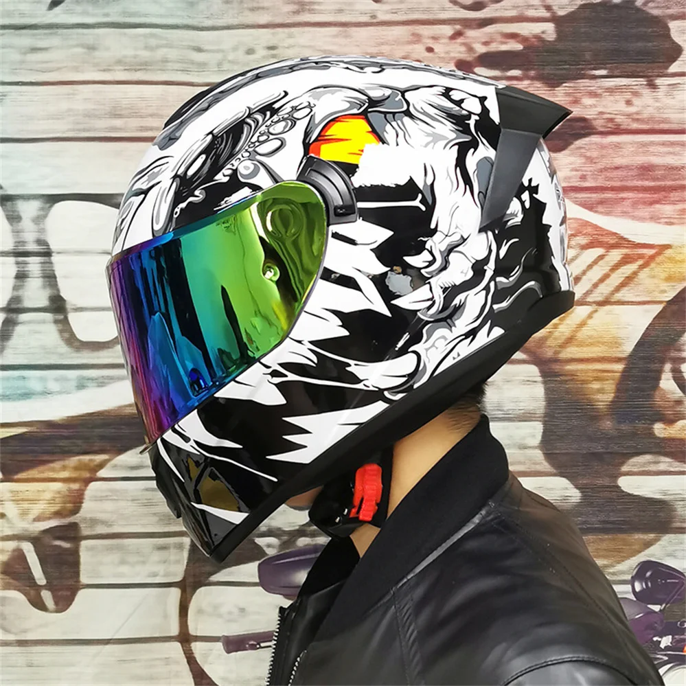 LVS Motorcycle double mirror head helmet Dot certification capacete de moto  Lining removable and washable casco moto - AliExpress