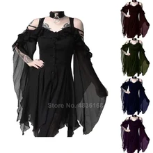 Кружевное платье на бретельках для женщин в готическом стиле, средневековая одежда для косплея, винтажное кружевное винтажное платье в стиле панк с открытыми плечами
