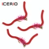 ICERIO 10PCS San Juan Worm Brass Bead Head Squirmy Wormy Fly Trout Fly Fishing Lures Nymphs #10 ► Photo 1/3