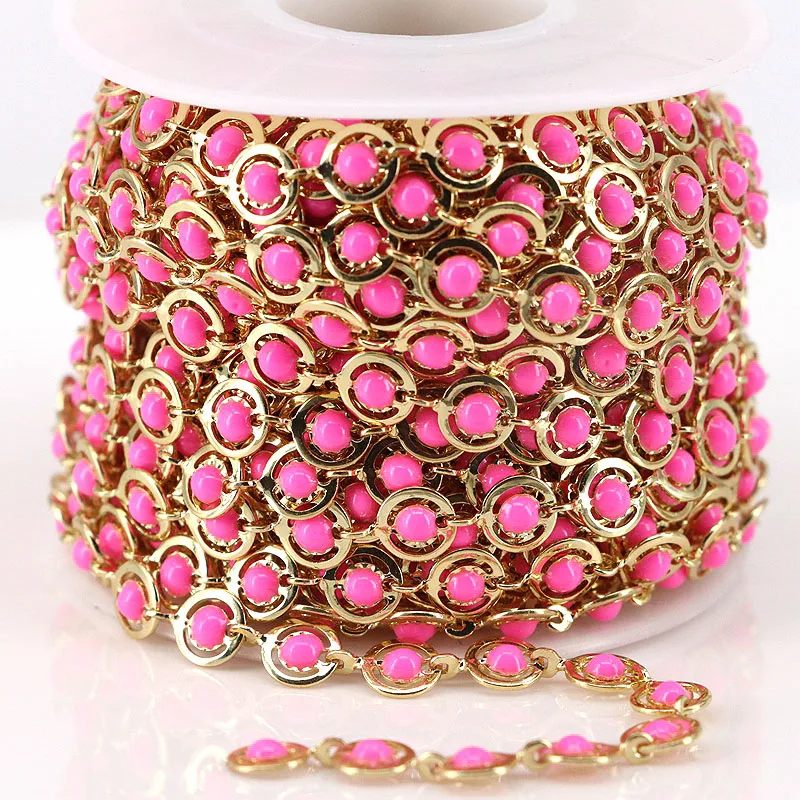 

5 Meters Fashion Enamel Colorful Link Bead Rosary Chains for DIY Necklace Jewelry Making Findings Blue/Black/White/Red/Pink