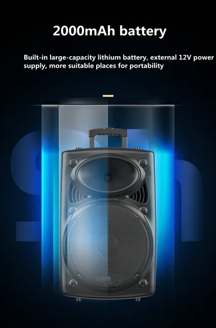 Enceinte Bluetooth 150W, haut-parleur colonne 15 pouces, caisson