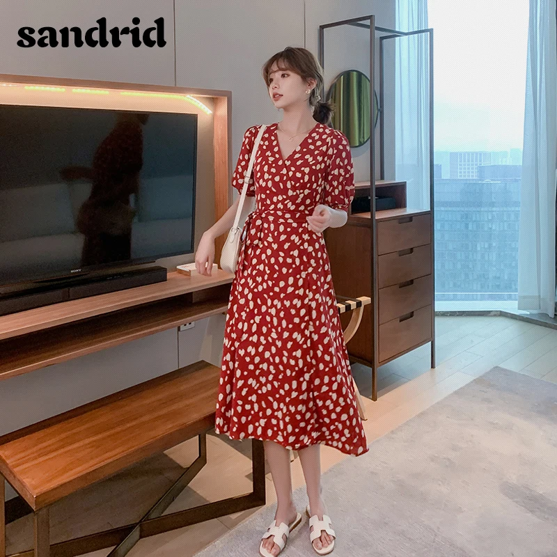 Женское Цветочное платье средней длины sandrid повседневное свободное в стиле ретро