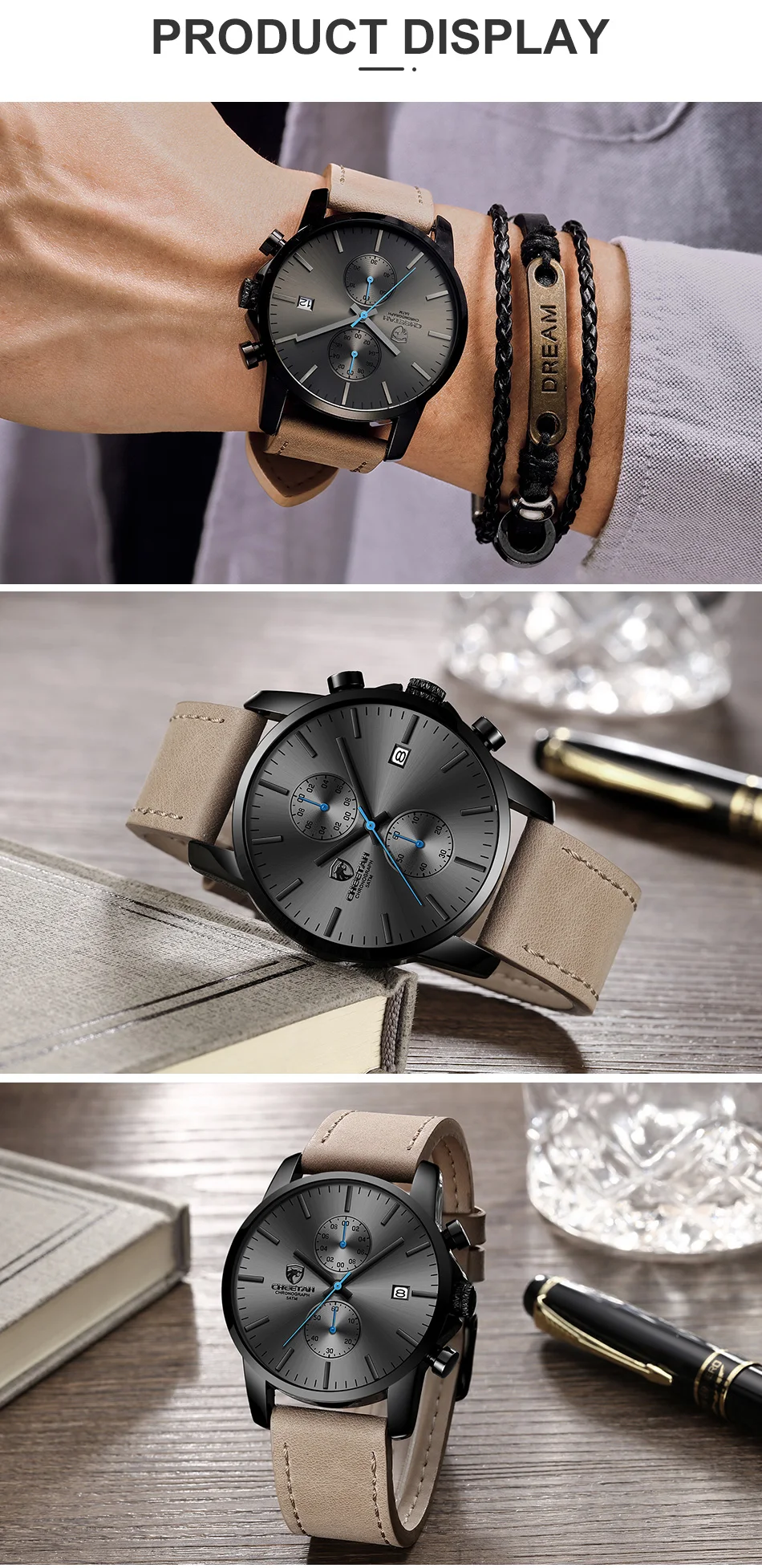 Men's Watch CHEETAH Luxury Brand Men Fashion Quartz Watches Full Steel Mesh Business Male Clock Chronograh Relogio Masculino