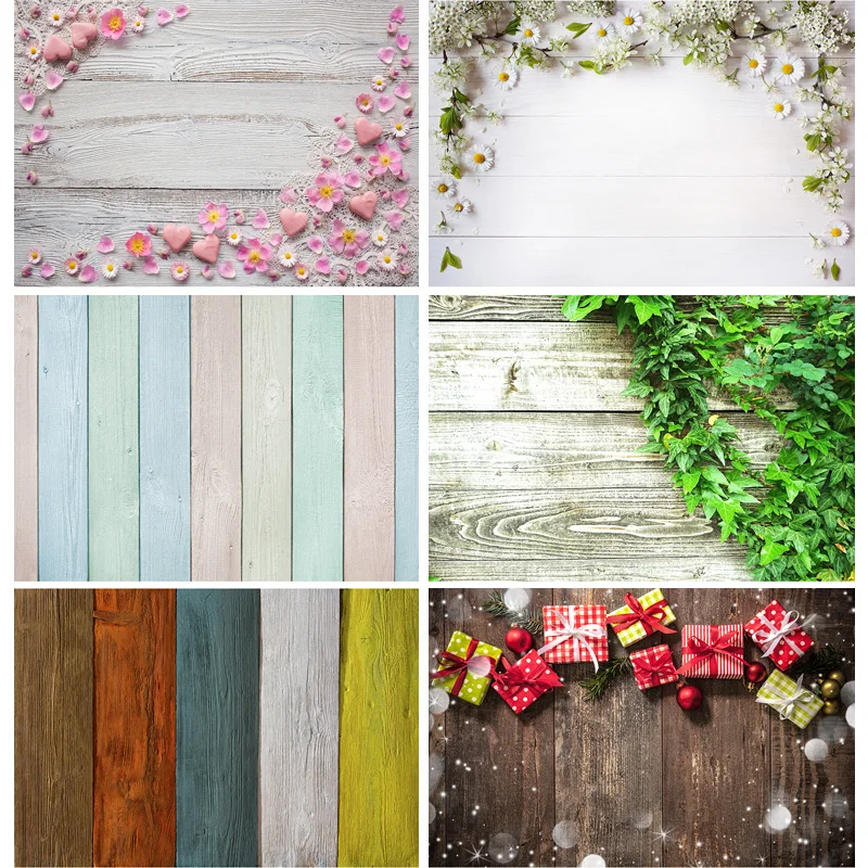 

SHUOZHIKE Vinyl Custom Wood Board Flower Photography Backdrops Props Wooden Plank Floor Photo Studio Background 20925CS-02