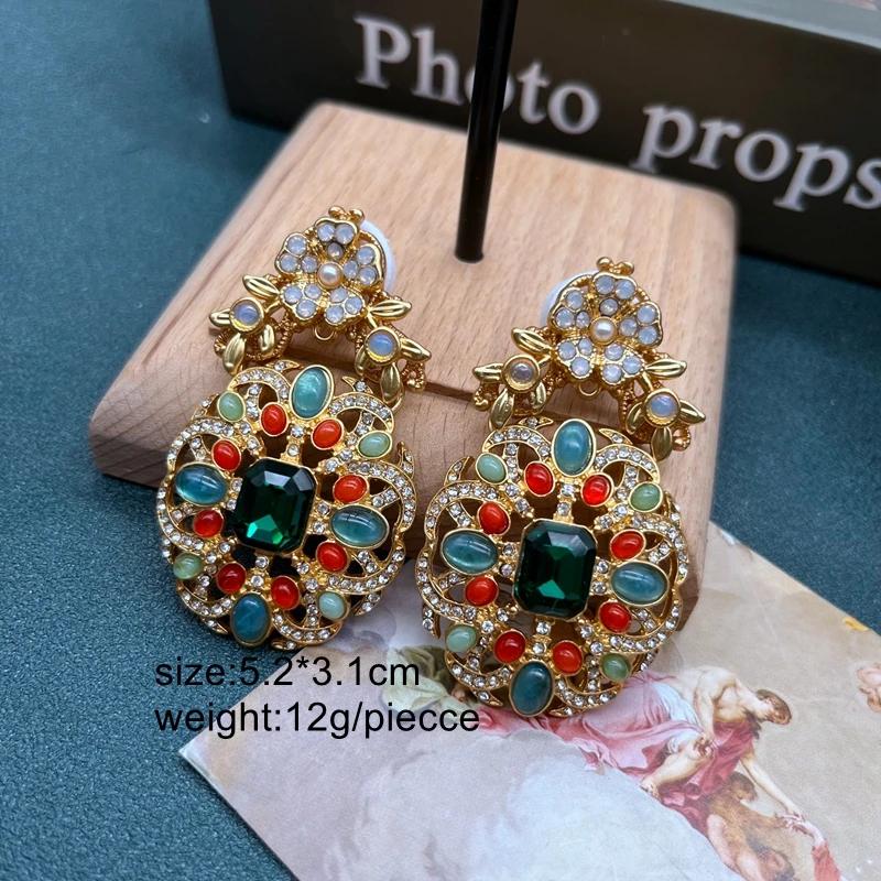 Ethnic Jewelry Statement Rhinestone Colorful Earrings Fashion Trendy Alloy Accessories