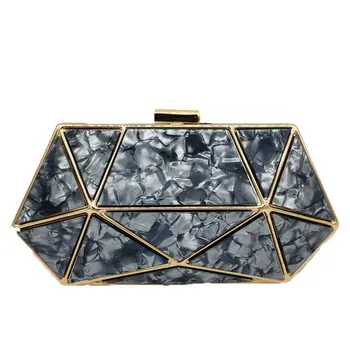 

Boutique De FGG Women Evening Bags Metal Clutches Purses Formal Dinner Ladies Acrylic Box Clutch Chain Shoulder Bags
