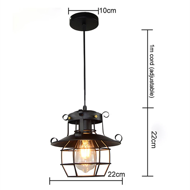 E27 Led Vintage Cage Pendant Lights Indoor Lighting Retro Light Fixture Pendant Lamps For Living Room Decor For Kitchen Lamp pendant chandelier