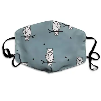 

Geometric Owl Woodland Animals Washable Reusable Mask, Cotton Anti Dust Half Face Mouth Mask For Kids Teens Men Women With