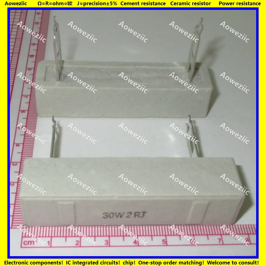 

2 шт., горизонтальный цементный резистор 30 Вт, 2 Ом +/- 5%, 30 Вт