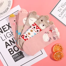 Детские носки, 5 пар Для женщин весенние, летние носки с объемными с закрытым носком; с героями мультфильмов хлопковые носки невидимые хлопковые японский с милыми животными, носки