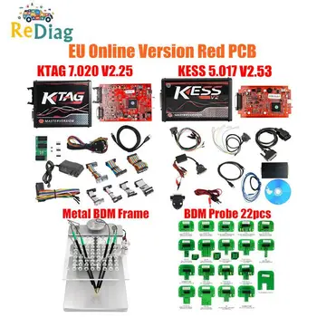 

V2.53 Online EU Red KESS V2 5.017 Full Master OBD2 Manager Tuning KESS V5.017 4 LED KTAG V7.020 BDM Frame K-TAG 7.020 ECU Chip
