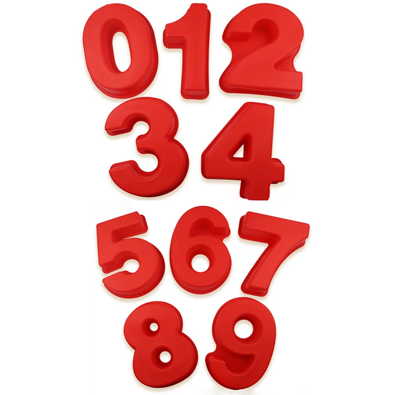 10 Inch 0-9 Numbers Shape Digtial 3D DIY Fondant Cake Mold Chocolate Silicone Molds Decorative Baking Tool | Дом и сад