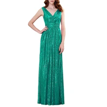 Elegant Peacock Green Sequin Evening Dresses V Neckline Formal Dress For Women Sleeveless Floor Length Robe De Soiree Elegant Peacock Green Sequin Evening Dresses V Neckline Formal Dress For Women Sleeveless Floor Length Robe De Soiree