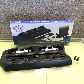 

For PS4 Slim Pro Vertical Stand Cooling Fan PlayStation 4 Cooling Cooler Charging Dock Station with Dual Controller Charge