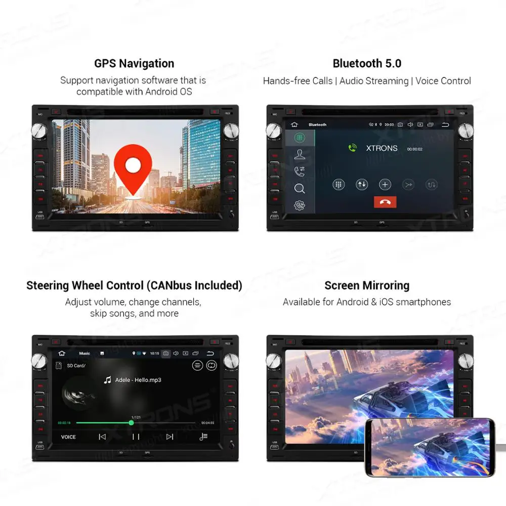 Clearance XTRONS 7" Android 9.0 Octa Core 64G ROM 4G RAM Car DVD Player Multimedia GPS System Custom Fit for Volkswagen for Seat for Skoda 3