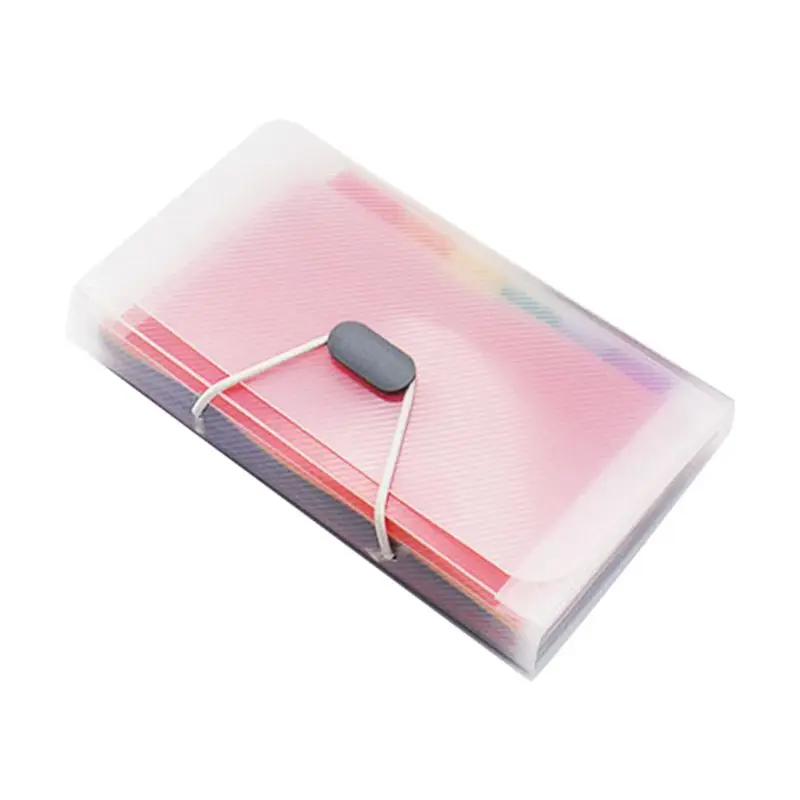

Rainbow Color A6 Document Bag Cute Mini Bill Receipt File 13 Grids Pouch Folder