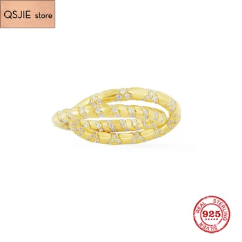 

Fashion Charm Sterling Silver Copy 1:1 Copy,Yellow Silver Intertwined Hoop Ring Monaco Jewelry Gift With Logo
