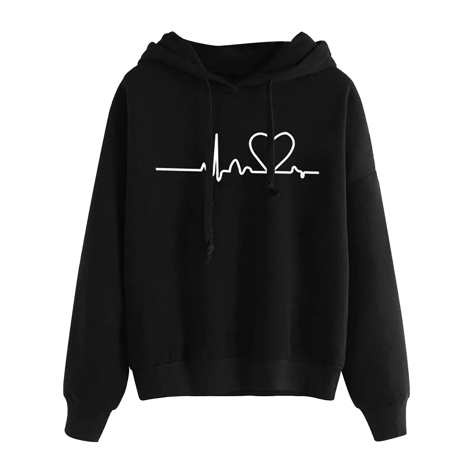 

Autumn Winter Fleece Love Printed Letter Harajuku Print Pullover Hoodie Thick Loose Women Hoodies Sweatshirt Female Casual Coat