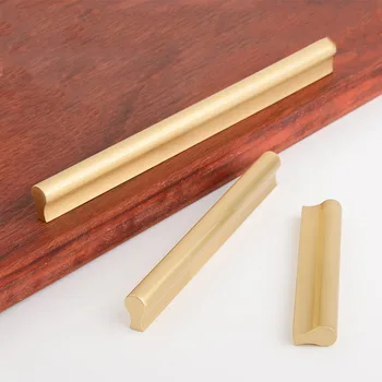 

6pcs/lot Solid Brass Cabinet Handle and Knobs Cupboard Strip Furniture Drawer Handle European Style Free Shipping