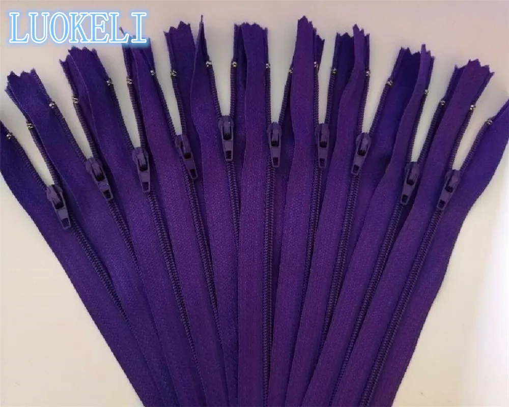 10 шт. 3#(10 дюймов) 25 см закрытые нейлоновые катушки молнии портной процесс шитья многоцветные по желанию - Цвет: Deep Purple