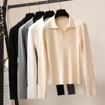 

Knitted Women Pullovers Sweater Casual Elastic Autumn Winter Sweaters Pullover Slim Ladies Tops Long Sleeve Knit Sweater Q2955