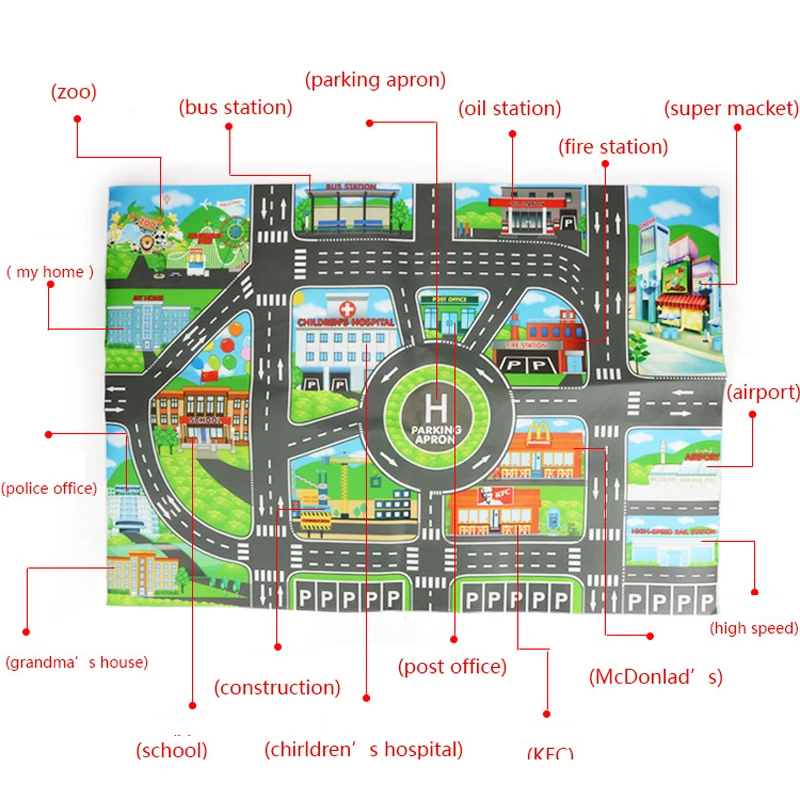 Warmom детские игрушки, коврик для ползания, игровой коврик, Детские пазлы, Карта города, дорожное движение, автостоянка, развивающие игрушки для детей, подарки