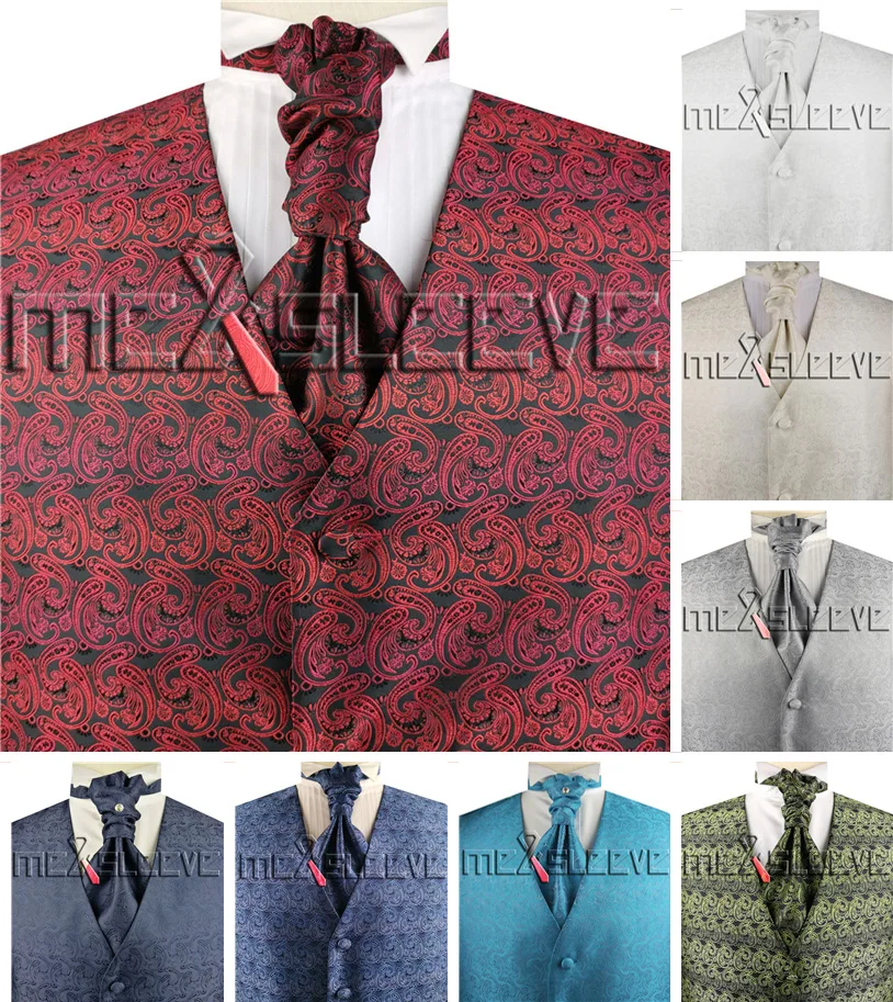 

Business casual suits men's navy paisley waistcoat sets