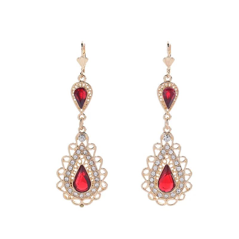 Drop Earrings Dome Teardrop Earrings European Bridal Decorative Jewelry Earring French Hook Water Drop Rhinestone