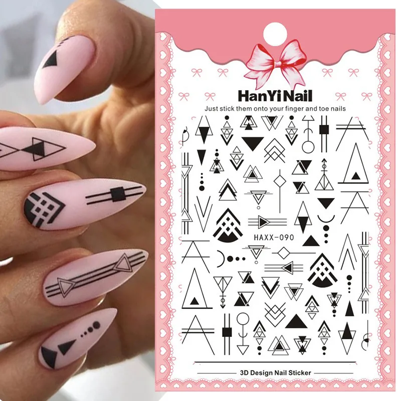 3D Nail Stickers Mixed Floral Geometric Nail Art Adhensive Transfer Decals Flowers Tattoos Sliders Manicuring Decoration Tip