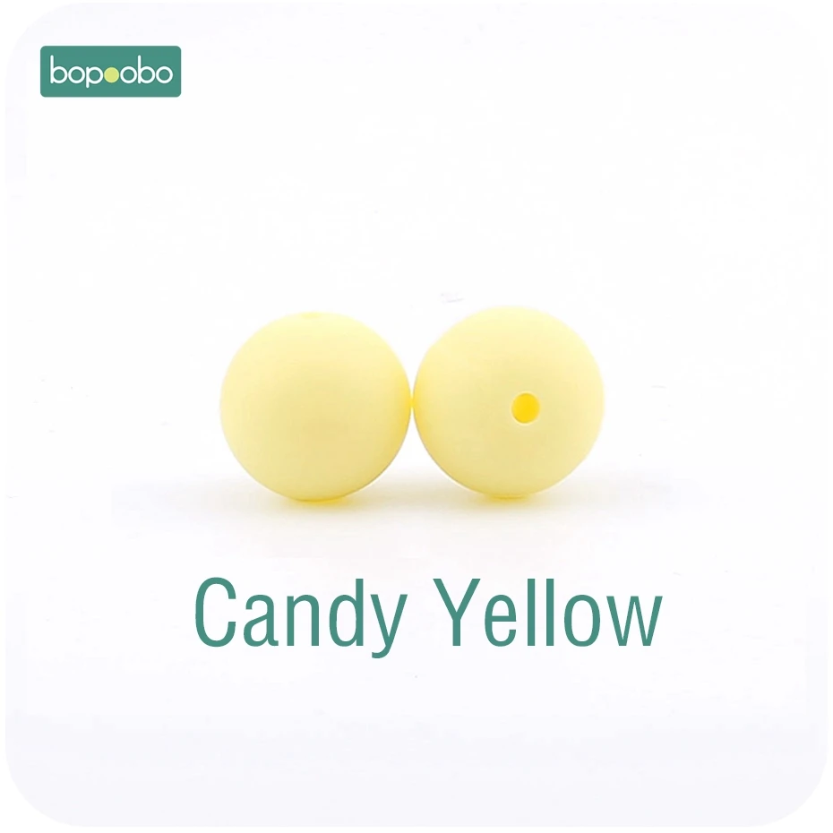 Candy Yellow Bopoobo 30 шт. 12 мм пищевой силиконовый Прорезыватель для зубов детский уход за зубами DIY стартовый набор силиконовые бусины Экологичные Детские аксессуары - Цвет: Candy Yellow