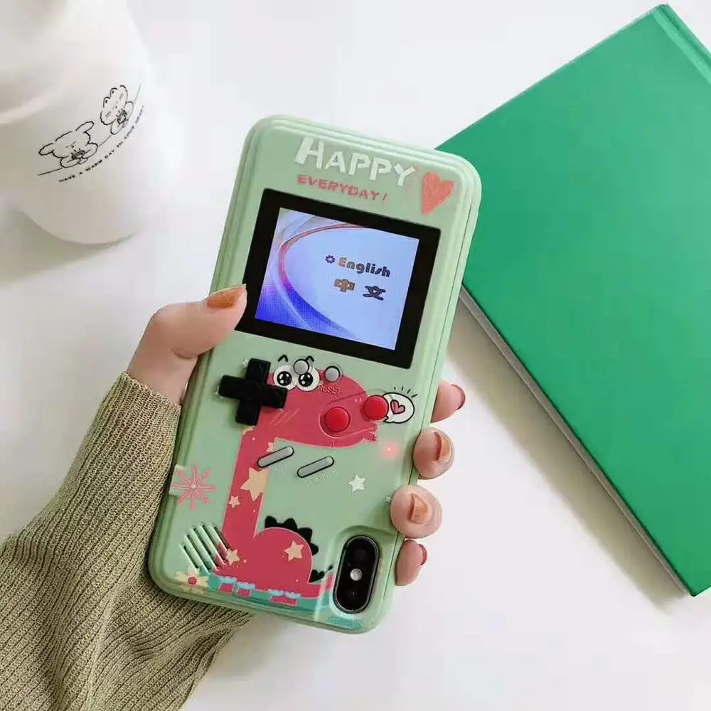 Цветной экран 36 Классический игровой чехол для телефона для iPhone 11 Pro XS Max XR678Plus для huawei P20 P30 для samsung S10 силиконовый чехол - Цвет: Green dinus