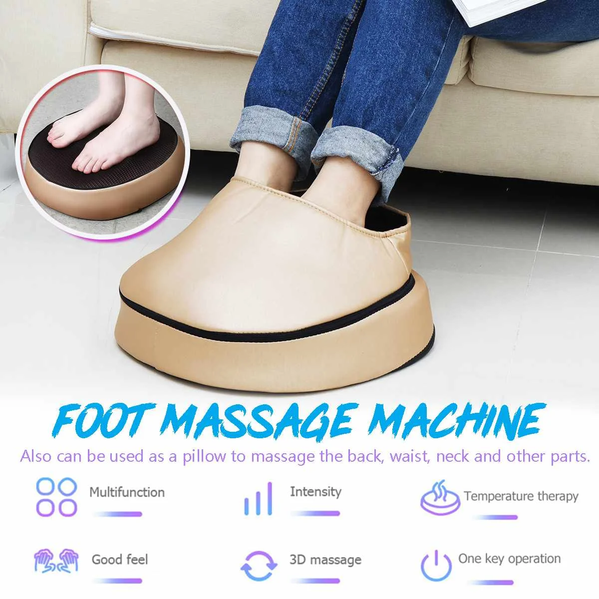 

Multifunctional Electric Foot Massager Back Calf Foot Roller Massage Machine Heating Therapy Shiatsu Kneading EU/US Plug