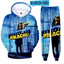 Z& Y/От 3 до 20 лет, куртка Пикачу с капюшоном и героями мультфильма «Покемон», комплект из 2 предметов, Детский свитер+ штаны маскарадные костюмы, новинка года, толстовки спортивный костюм