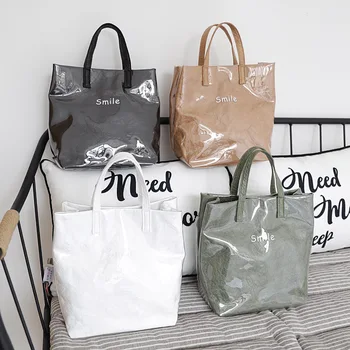 

L'OMBRE Transparent Letter Paper Craft Bags Portable Handbags Adjustable Strap Messengers сумка женская Bolsas Tasche mochila