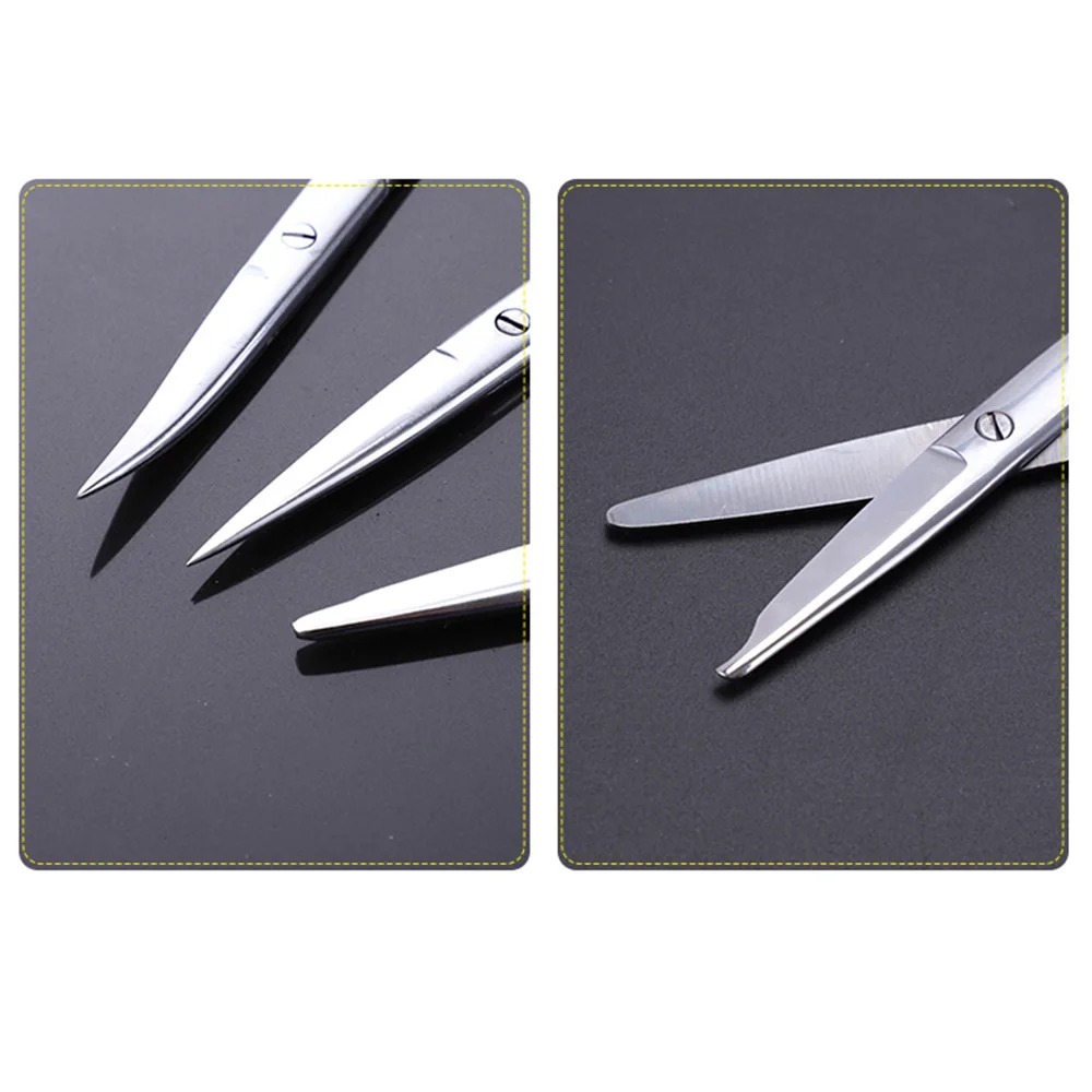 Animal Veterinary Vet Medical Stainless Steel Surgical Scissors Straight curved Tip Haircut Eyebrow Trimming Scissors Farming 6