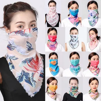 

Summer Fashion Women Sun Chiffon Protection Print Scarf Multifunctional Dustproof Neck Warmer Scarf Women Protective Mask