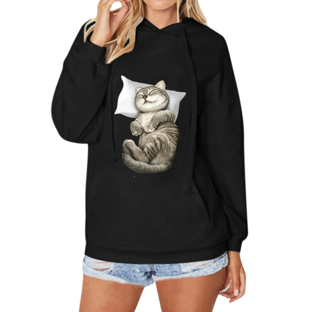 Hoodies Women Autumn 2019 animal Print Hooded cute Kawaii Streetwear Hoodie Hoodies And Sweatshirts Women Pullovers Clothes