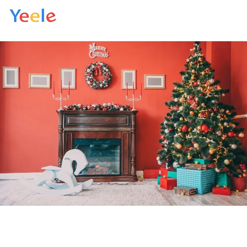 

Yeele Christmas New Year Fireplace Scene Baby Photography Backgrounds Custom Portrait Photographic Backdrops For Photo Studio