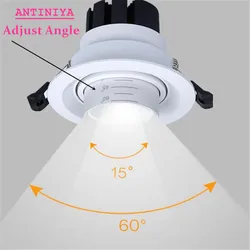 Adjustable LED COB Downlight - Indoor Ceiling Spotlight, Dimmable 15 - 60° Beam Angle, 8W to 24W, AC90 - 260V - 21W Black (4000K)