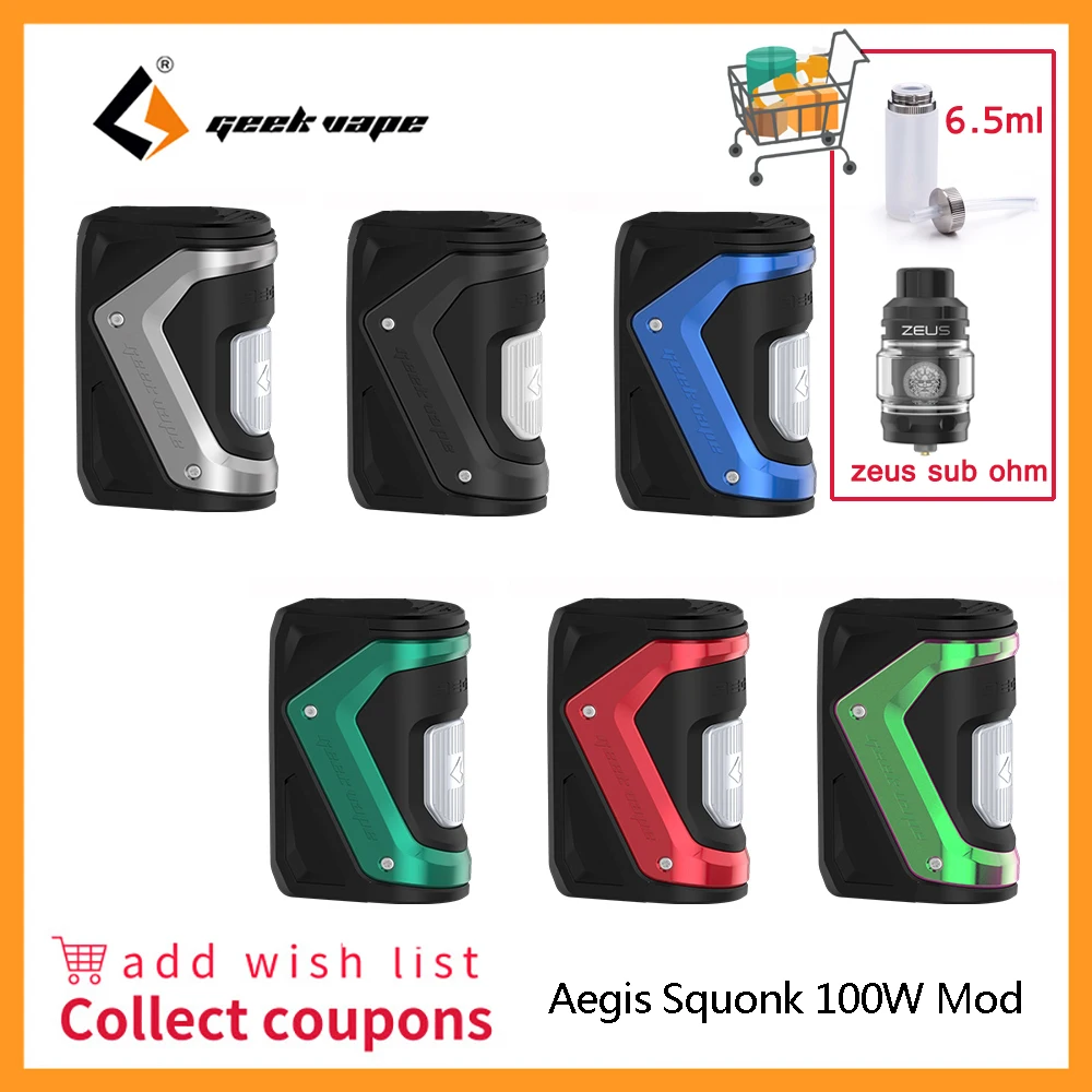 Best  Vape Mod Geekvape Aegis Squonk 100W TC Box Squonker Mod 10ml Bottle AS 100 Chipset for Tengu RDA vs